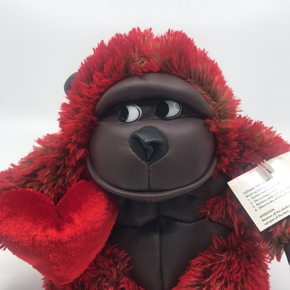 Dan Dee Plush Valentines Red Faux Leather Gorilla Stuffed Animal - Picture 2 of 8